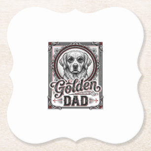 Golden Retriever Vader Vintage Gravure Design_1 Kartonnen Onderzetters