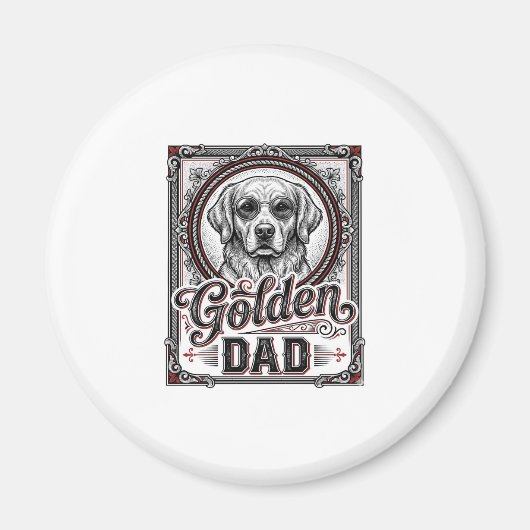 Golden Retriever Vader Vintage Gravure Design_1 Magneet (Voorkant)