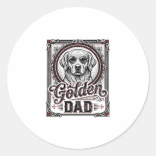 Golden Retriever Vader Vintage Gravure Design_1 Ronde Sticker