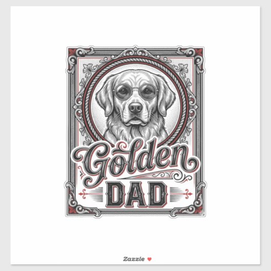 Golden Retriever Vader Vintage Gravure Design_1 Sticker (Vel)