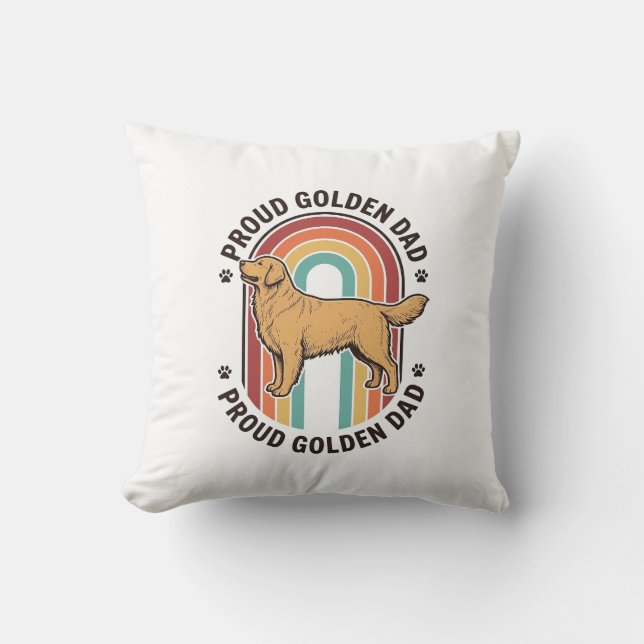 Golden Retriever Vader Vintage Gravure Hond Liefhe Kussen (Voorkant)