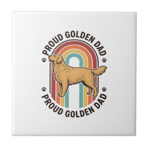 Golden Retriever Vader Vintage Gravure Hond Liefhe Tegeltje