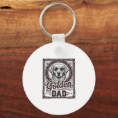 Golden Retriever Vader Vintage Gravure Ontwerp_1 Sleutelhanger (Voorkant)