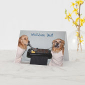 Golden Retriever Vaderdag Barbecue Kaart (Gele Bloem)