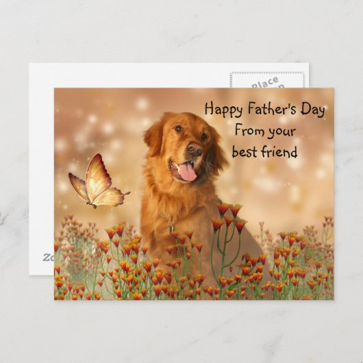 Golden Retriever Vaderdag Briefkaart (Voorkant / Achterkant)
