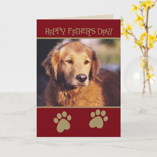 Golden Retriever Vaderdag Kaart (Gele Bloem)