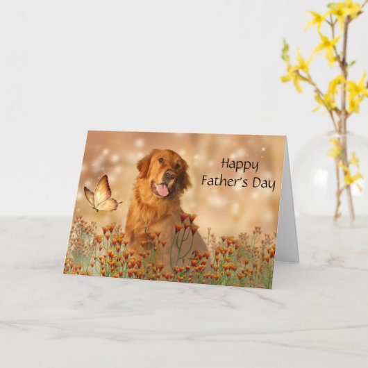 Golden retriever Vaderdag Kaart (Gele Bloem)
