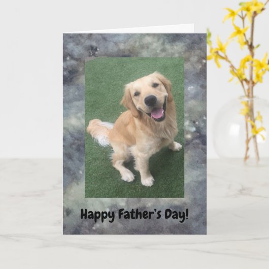 Golden Retriever Vaderdag Kaart (Gele Bloem)