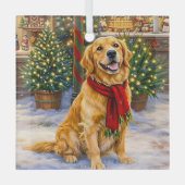 Golden Retriever Vakantie  Glas Ornament (Voorkant)