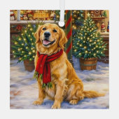 Golden Retriever Vakantie  Glas Ornament (Achterkant)