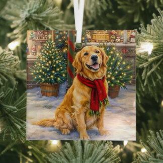 Golden Retriever Vakantie  Glas Ornament