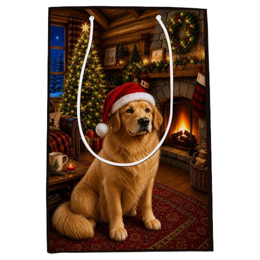 Golden Retriever Vakantie  Medium Cadeauzakje (Voorkant)