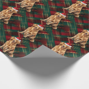 Golden Retriever Vakantie Rood Groen Geplaagd Kers Cadeaupapier