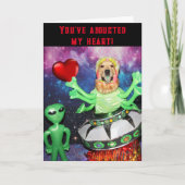 Golden Retriever Valentijn Alien Hart Ontvoering Kaart (Voorkant)