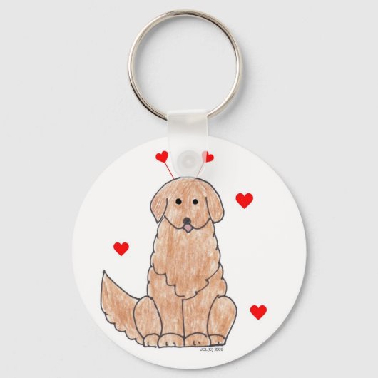 Golden Retriever Valentijn Ears Sleutelhanger (Voorkant)