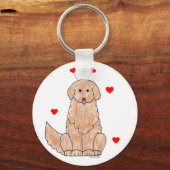 Golden Retriever Valentijn Ears Sleutelhanger (Voorkant)