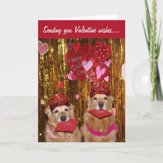 Golden Retriever Valentijn Wishes Kaart (Voorkant)