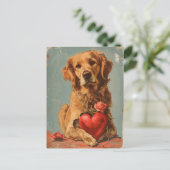 Golden Retriever  Valentijnsdag Briefkaart (Staand voorkant)