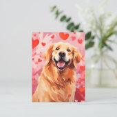 Golden Retriever Valentijnsdag Briefkaart (Staand voorkant)