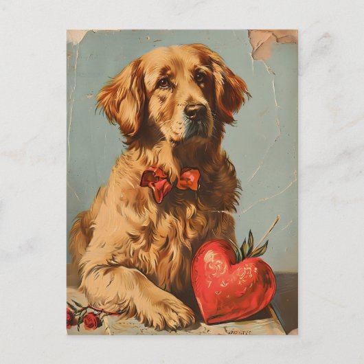 Golden Retriever  Valentijnsdag Briefkaart (Voorkant)