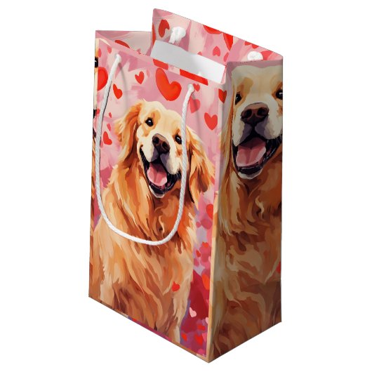 Golden Retriever Valentijnsdag Klein Cadeauzakje (Achterkant Gekanteld)