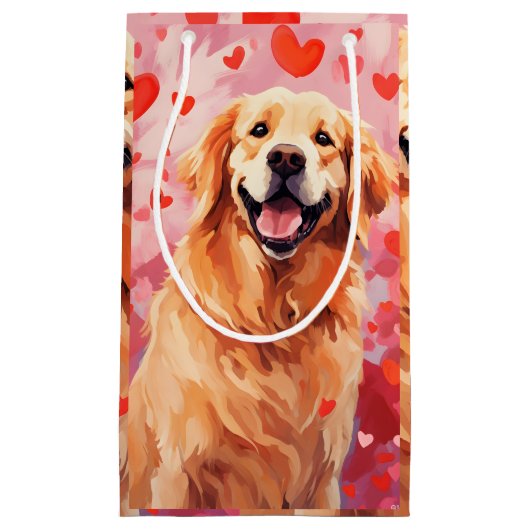 Golden Retriever Valentijnsdag Klein Cadeauzakje (Voorkant)