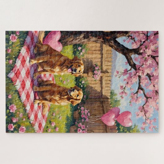 Golden Retriever Valentine’s Day Art Legpuzzel (Horizontaal)
