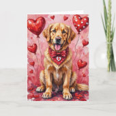 Golden Retriever Valentine’s Day Dog with Hearts Kaart (Voorkant)