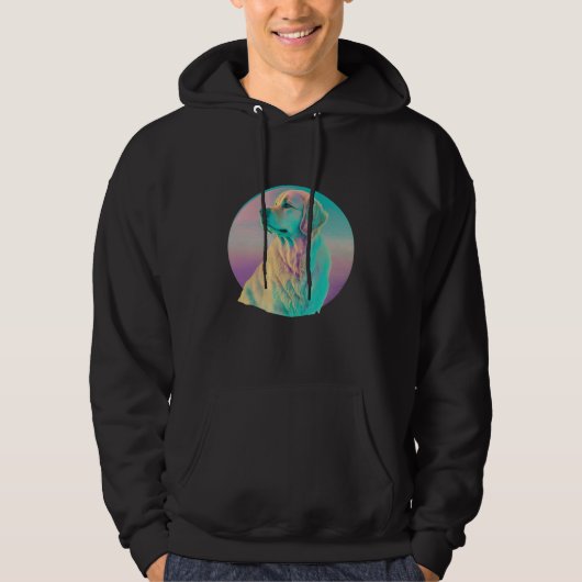 Golden Retriever Vaporwave Retrowave Aesthetic 1 Hoodie (Voorkant)