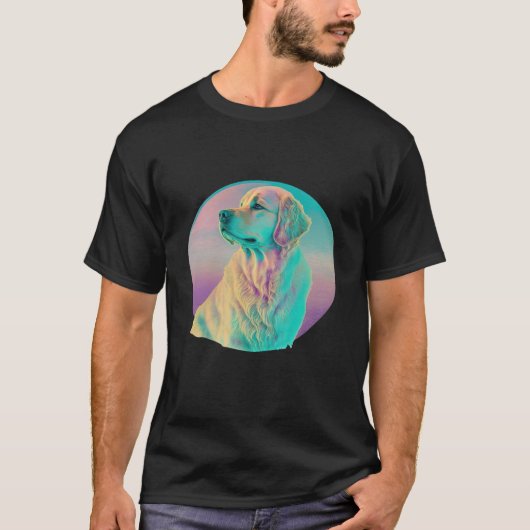Golden Retriever Vaporwave Retrowave Aesthetic 1 T-shirt (Voorkant)