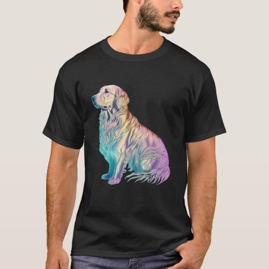 Golden Retriever Vaporwave Retrowave Aesthetic  2 T-shirt (Voorkant)
