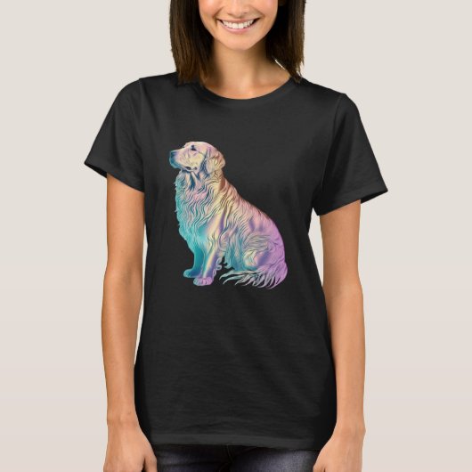 Golden Retriever Vaporwave Retrowave Aesthetic  2 T-shirt (Voorkant)