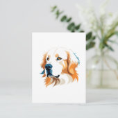Golden Retriever Vector Art met levendige kleuren Feestdagenkaart (Staand voorkant)