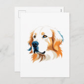 Golden Retriever Vector Art met levendige kleuren Feestdagenkaart (Voorkant / Achterkant)