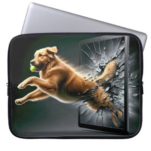 Golden Retriever verbrijzelen van een tablet scher Laptop Sleeve