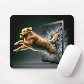 Golden Retriever verbrijzelen van een tablet scher Muismat (Met muis)