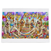 Golden Retriever Verjaardag Bash Gift Bag Groot Cadeauzakje (Voorkant)