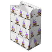 Golden Retriever verjaardag met confetti Medium Cadeauzakje (Voorkant Gekanteld)