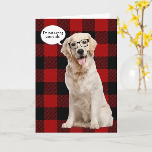 Golden Retriever verjaardag op plaid Kaart (Gele Bloem)