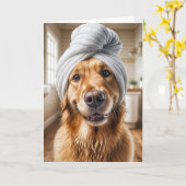 Golden Retriever Verjaardag Zelfzorg Kaart (Gele Bloem)