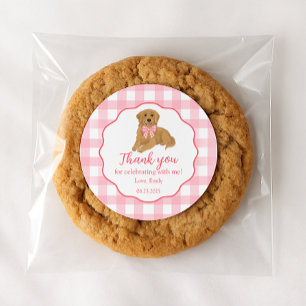 Golden Retriever Verjaardagsfeest Voorkeur Bedankt Ronde Sticker
