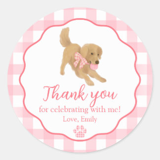 Golden Retriever Verjaardagsfeestje Favoriet Goodi Ronde Sticker