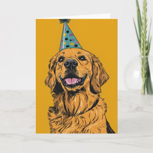 Golden Retriever verjaardagsfeestje Wenskaart Bedankkaart (Voorkant)