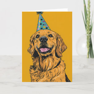 Golden Retriever verjaardagsfeestje Wenskaart Bedankkaart