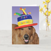 Golden Retriever verjaardagstaart pet kaart (Gele Bloem)