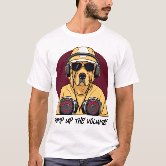 Golden Retriever verkleed als DJ T-shirt (Voorkant)