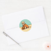 Golden Retriever Verkleed als Pumpkin Herfst Stick Ronde Sticker (Envelop)