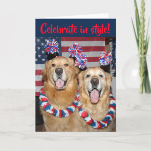 Golden Retriever Vierde Juli Celebrate in Stijl Kaart