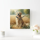 Golden Retriever Vierkante Klok (Huis)