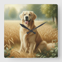 Golden Retriever Vierkante Klok